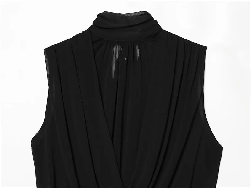 The Noir Pleated Sleeveless Top in black | Lavishly Me