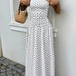 The Nadine Polka-Dot Ruffle Maxi Dress in black | Lavishly Me