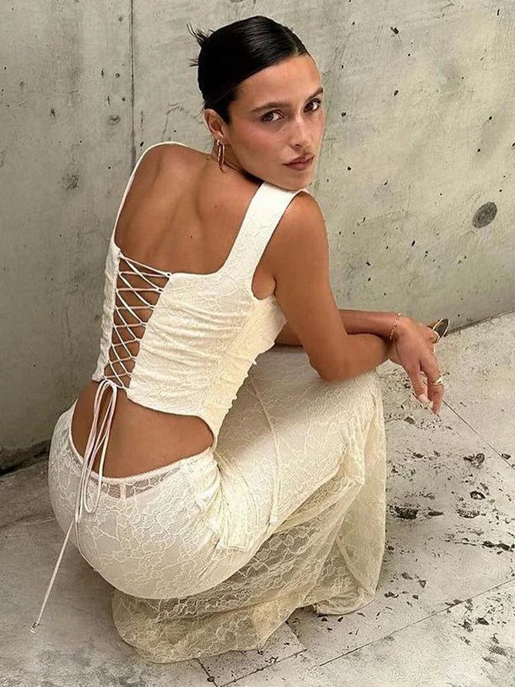 The Celestine Lace-Up Maxi Set