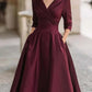 The Elara Wrap-Waist Midi Dress in Burgundy | Lavishly Me