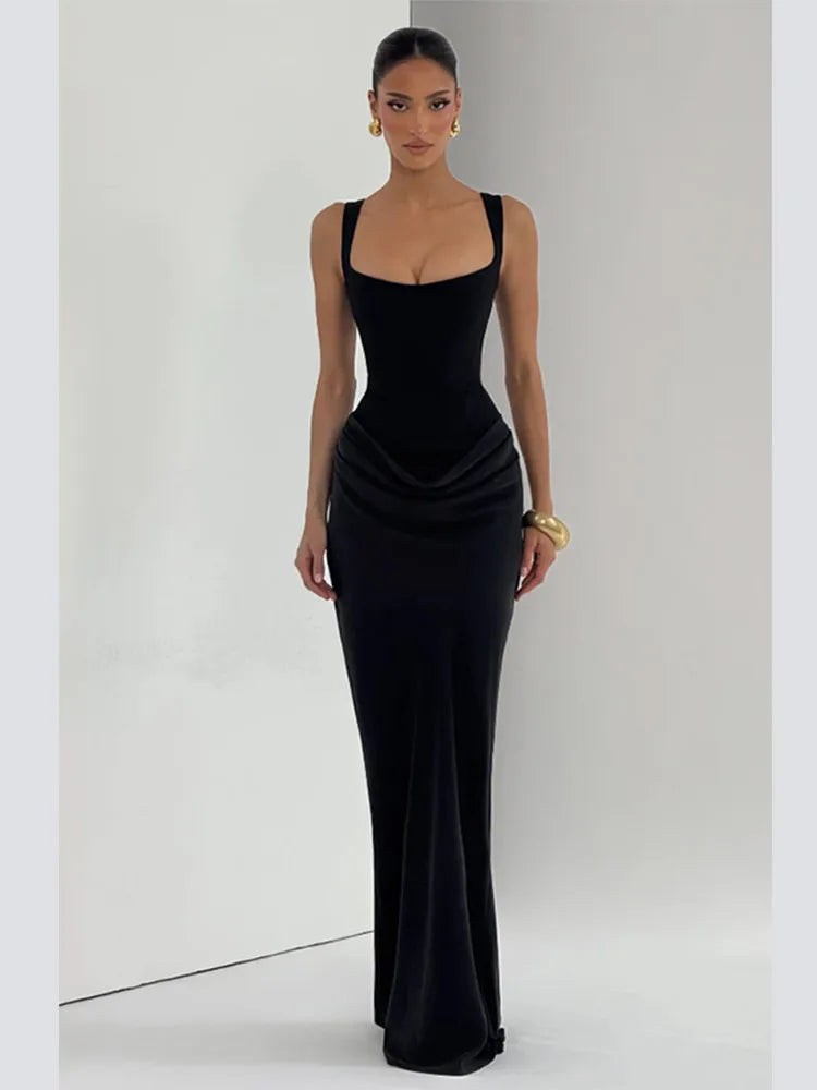 The Sienna Pleated Maxi Dress in long  brown | Lavishly Me
