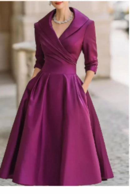 The Elara Wrap-Waist Midi Dress in Fuchsia | Lavishly Me