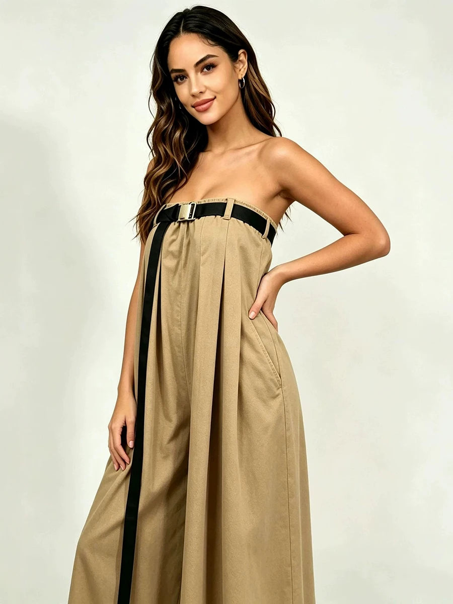 The Sienna Strapless Pockets Wide-Leg Jumpsuit