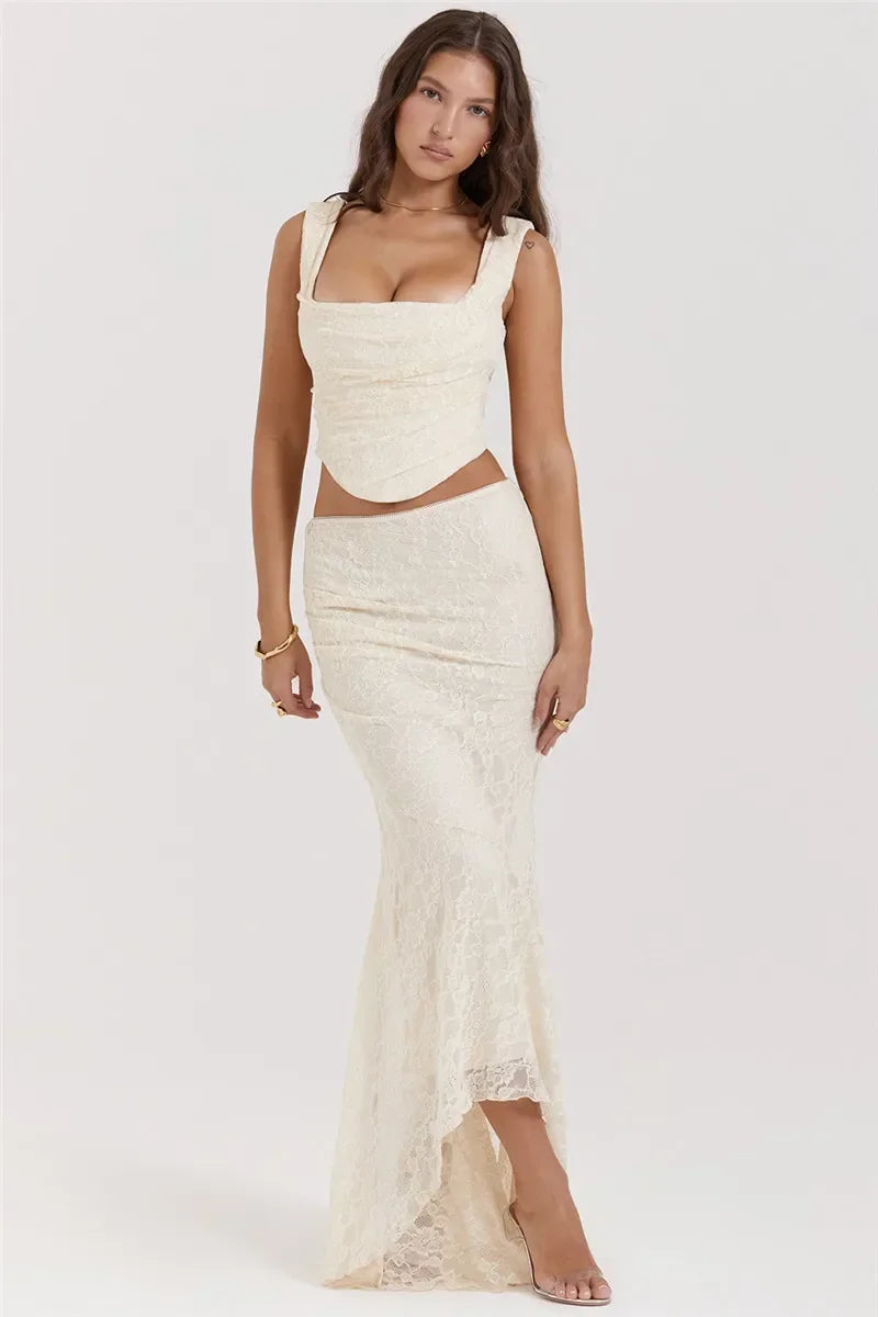 The Celestine Lace-Up Maxi Set