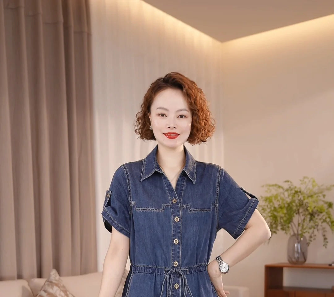 The Capri Button-Front Denim Dress
