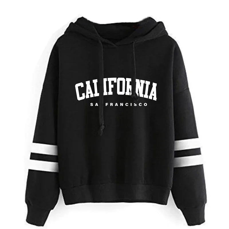 The West Coast Stripe Hooded Jogger Set hooded two-piece jogging suit from Lavishly Me