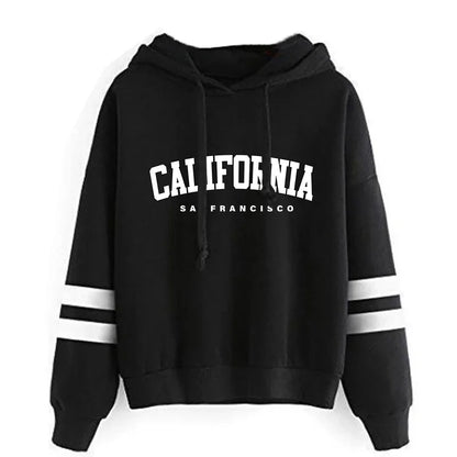 The West Coast Stripe Hooded Jogger Set hooded two-piece jogging suit from Lavishly Me