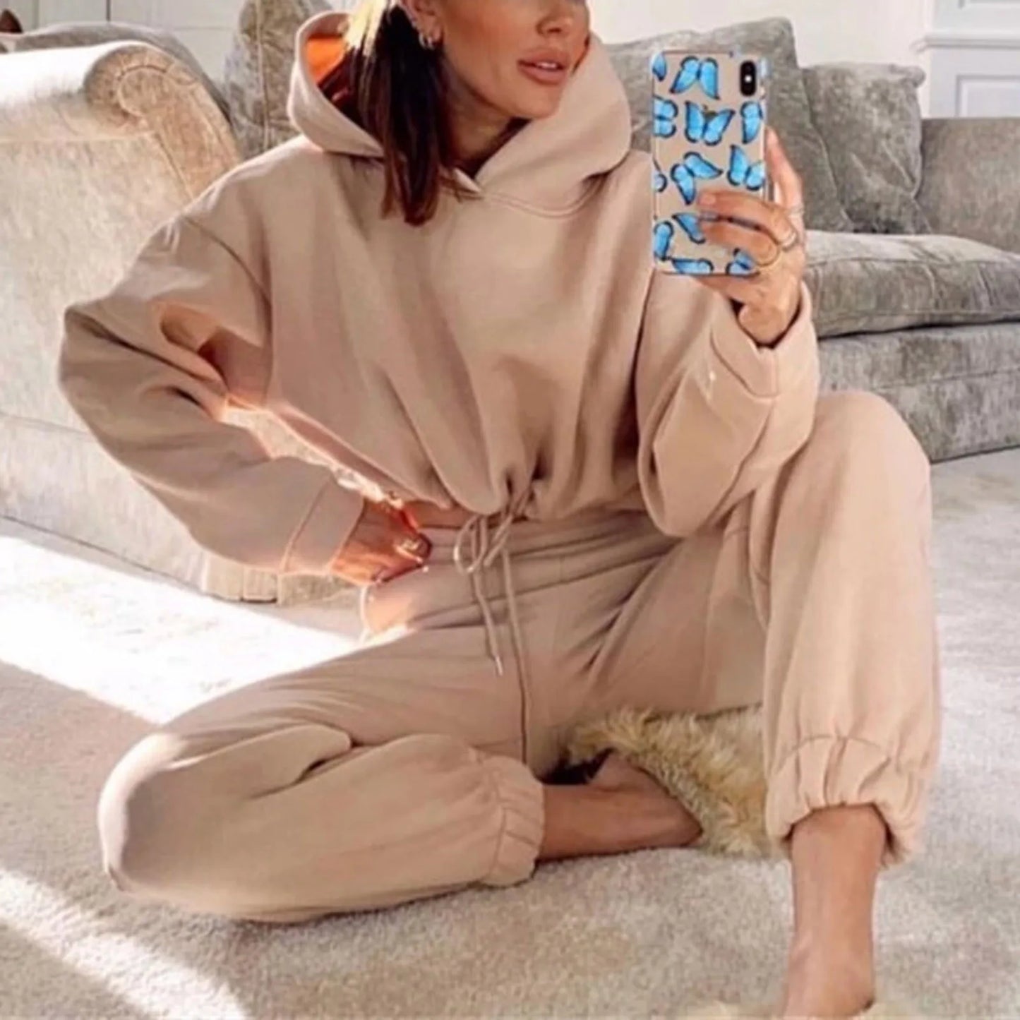 The Cloud Nine Oversized Hoodie Jogger Set hooded two-piece jogging suit from Lavishly Me