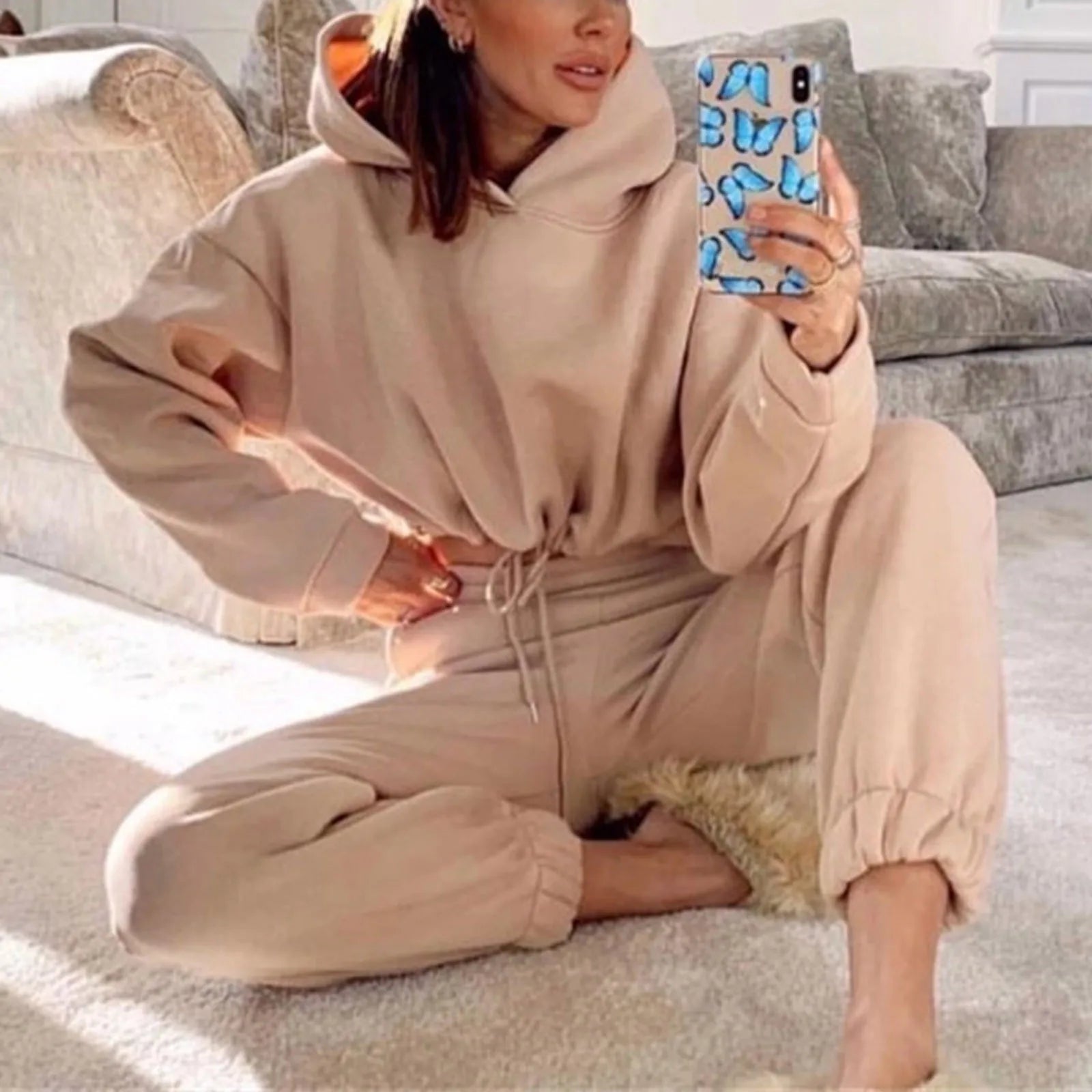 The Cloud Nine Oversized Hoodie Jogger Set hooded two-piece jogging suit from Lavishly Me