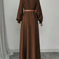 The Xena Collared Side-Slit Maxi Dress in Brown | Lavishly Me