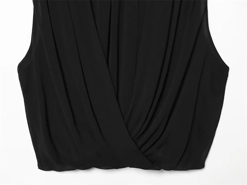 The Noir Pleated Sleeveless Top in black | Lavishly Me