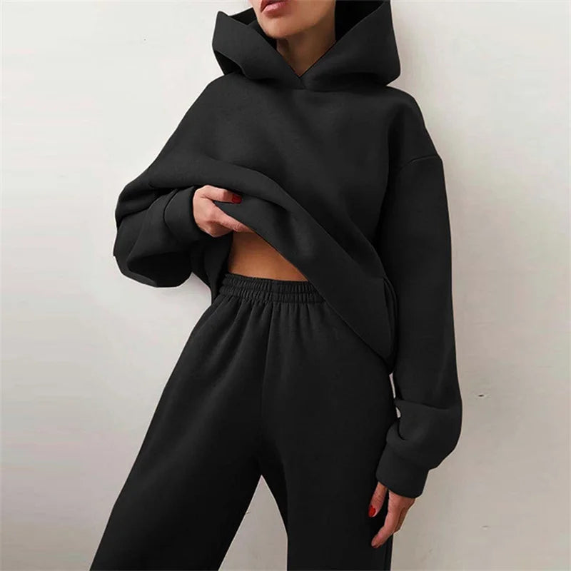 The Chalet Cozy Hoodie Jogger Set hooded two-piece jogging suit from Lavishly Me