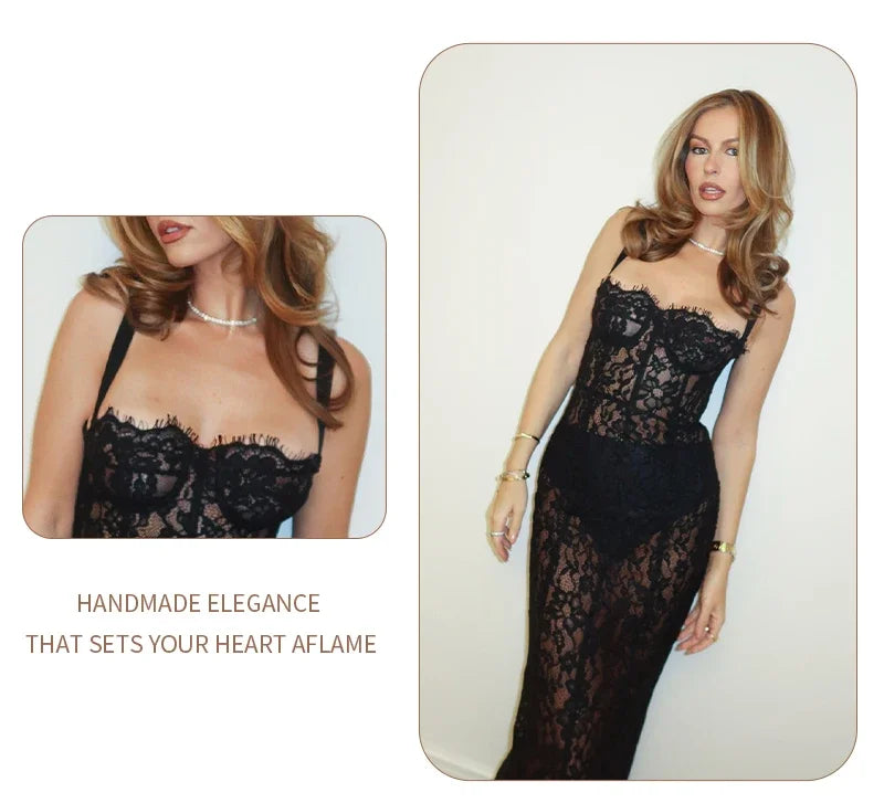 The Midnight Lace Gown