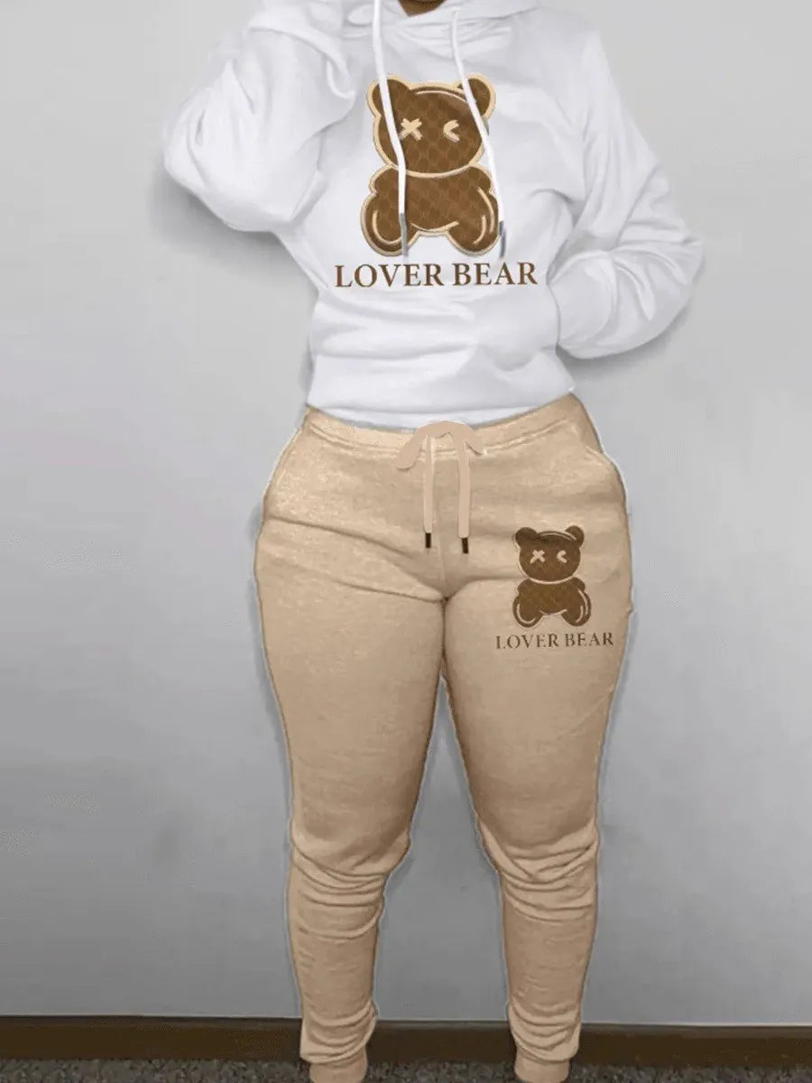 The Leona Bear Print Hooded Luxe Lounge Set by Lavishly Me