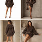 The Marisol Slash Neck Belt Mini Dress