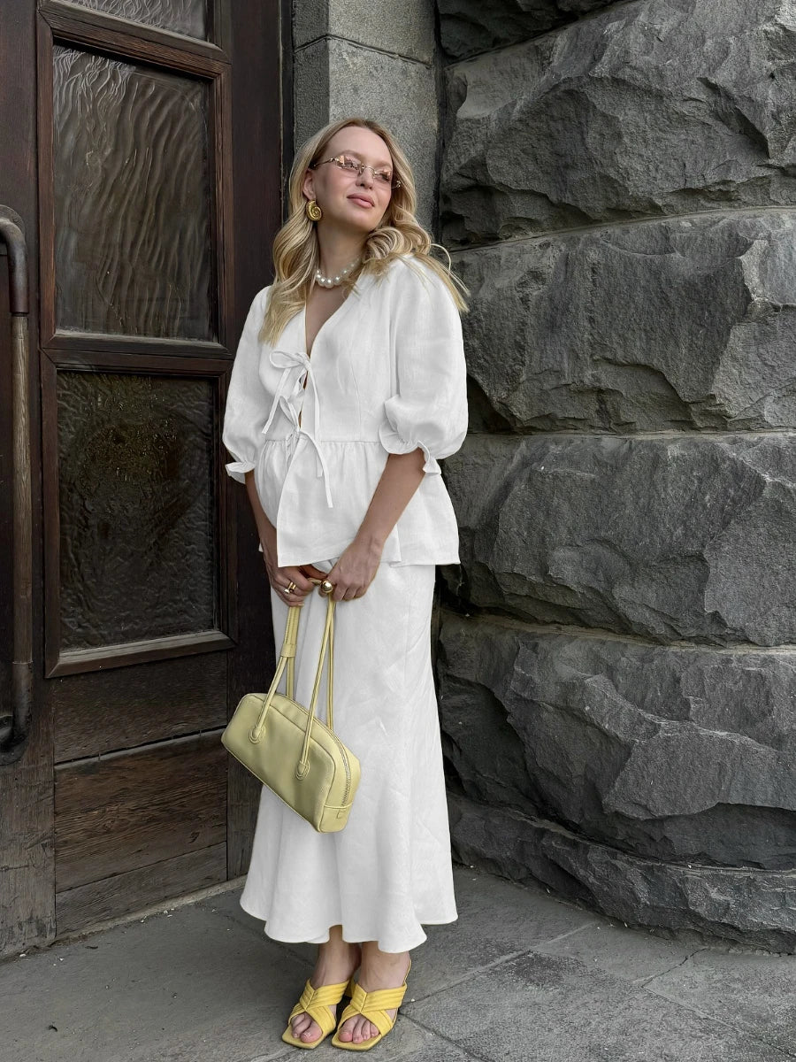 The Savannah Cotton Skirt Set