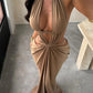 The Solana Cutout Halter Maxi Dress in Gray | Lavishly Me