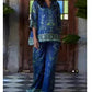 The Portia Printed Pant Lounge Set in blue set | Lavishly Me