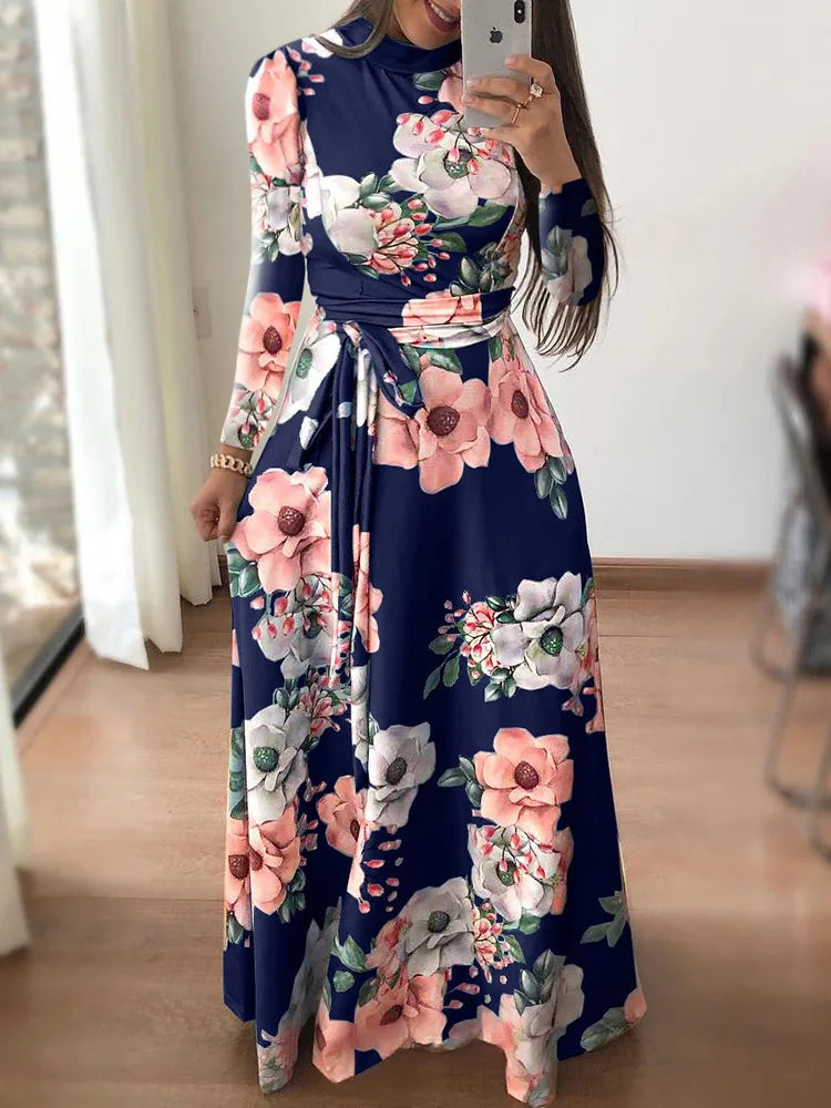 The Zola Floral Print Dress in 628-Black Long | Lavishly Me