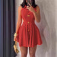 The Reina Pleated Cutout Mini Dress in 04 Black | Lavishly Me