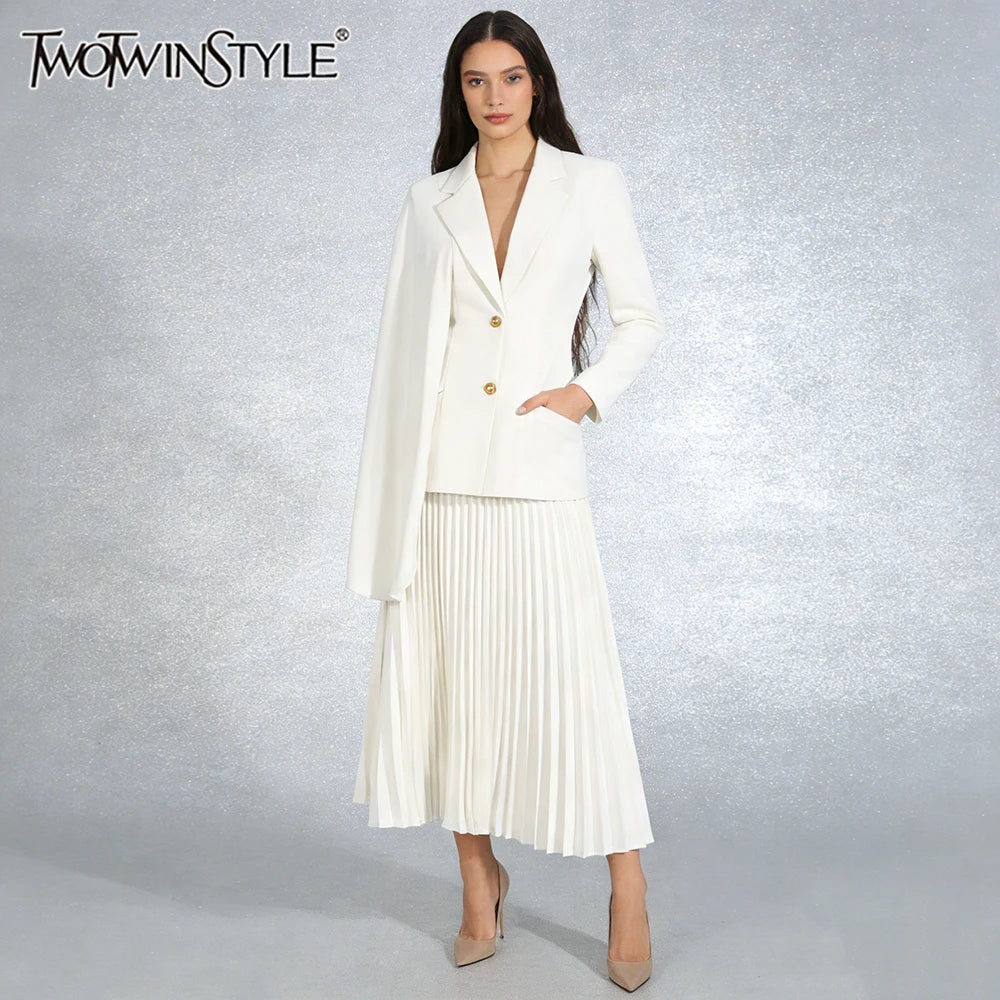 The Victoire Cape Blazer Set from the The White Collection at Lavishly Me
