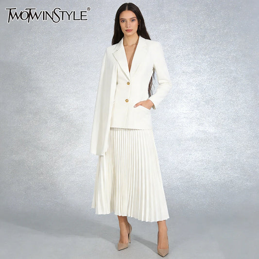 The Victoire Cape Blazer Set from the The White Collection at Lavishly Me