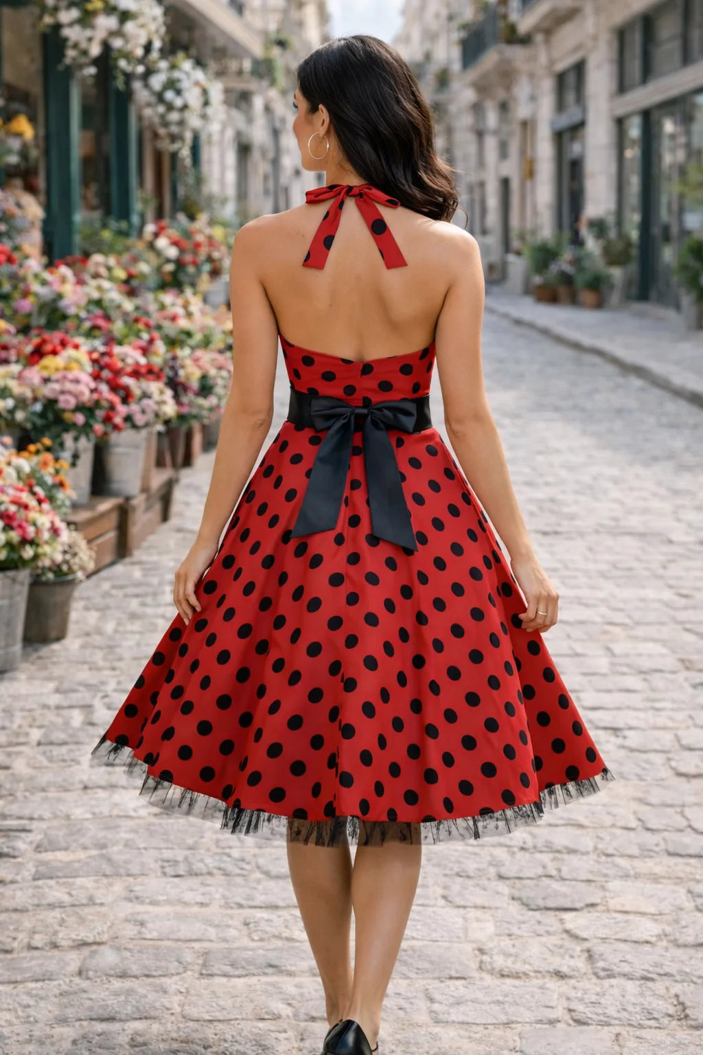 The Audrey Polka Dot Halter Dress from the Date Night Edit at Lavishly Me