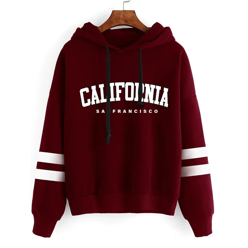 The West Coast Stripe Hooded Jogger Set hooded two-piece jogging suit from Lavishly Me