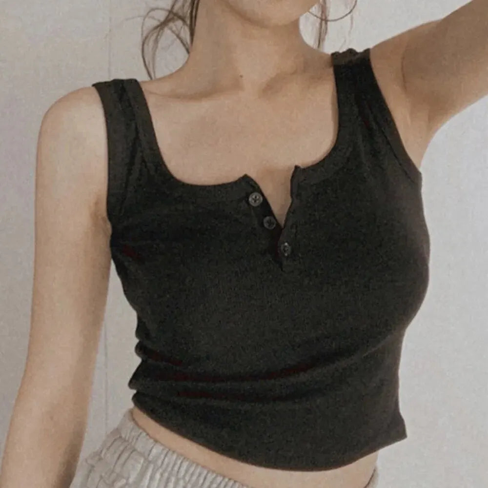 The Harper Ribbed Button Tank
