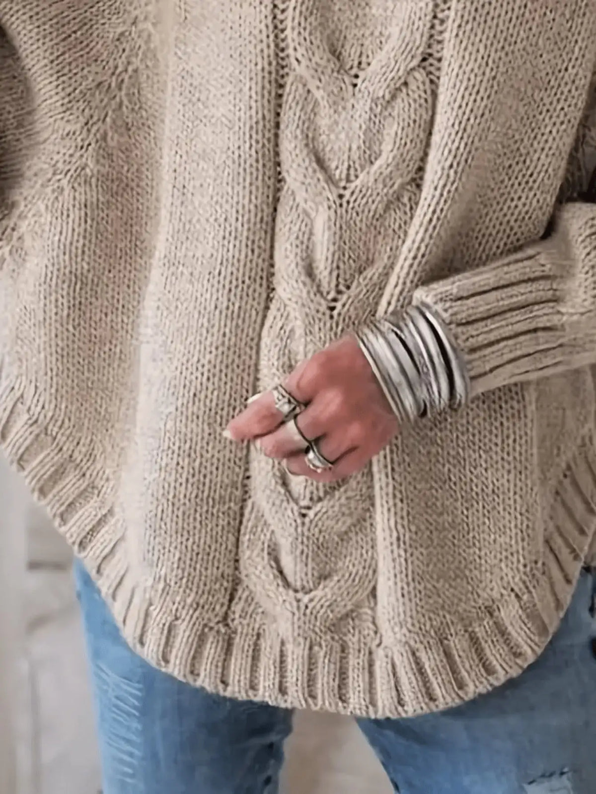 The Yasmin Knit Curve Sweater in Light Coffee | Lavishly Me