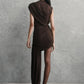 The Zaria Draped Ruched Mini Dress in black | Lavishly Me