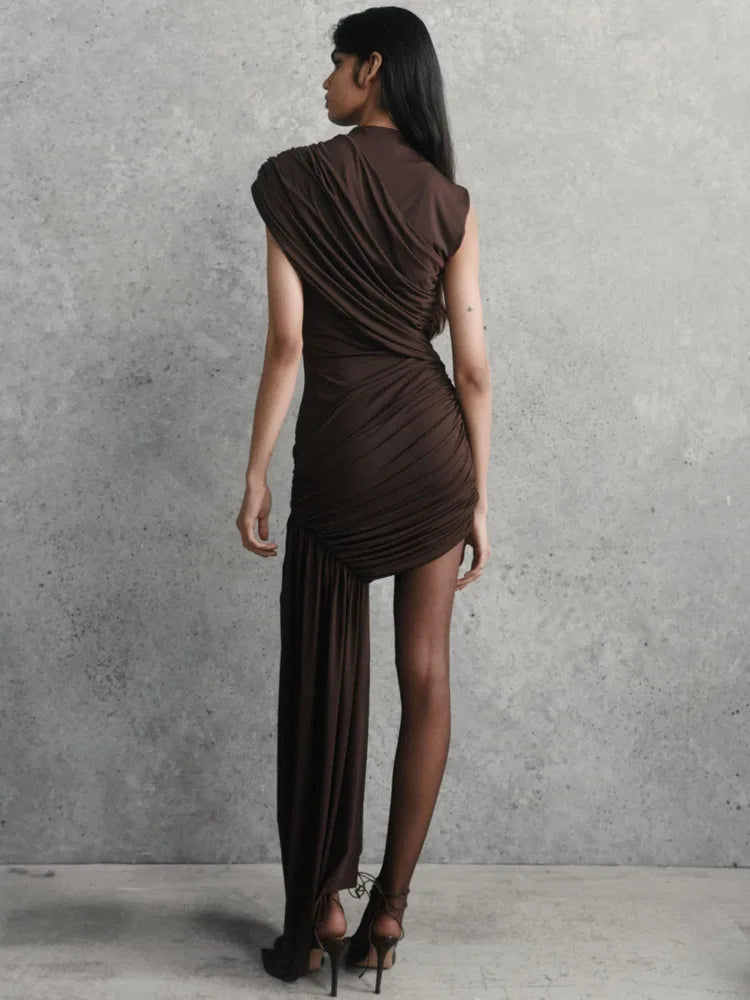 The Zaria Draped Ruched Mini Dress in black | Lavishly Me