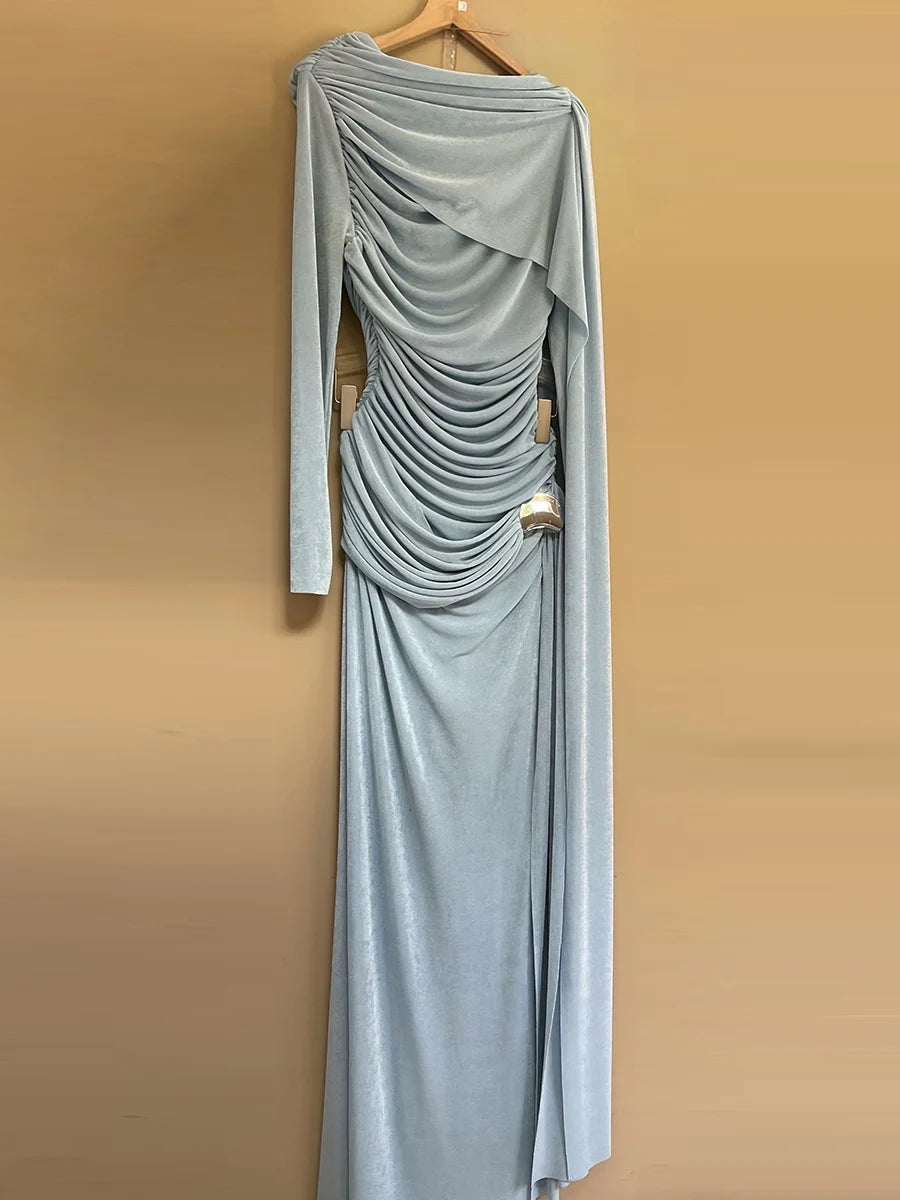 The Honor French Pleated Dress in BLUE | Lavishly Me