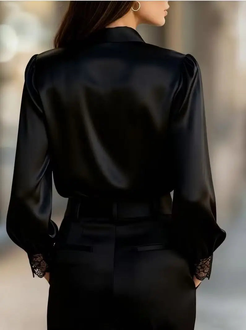 The Ivory Lace Satin Blouse