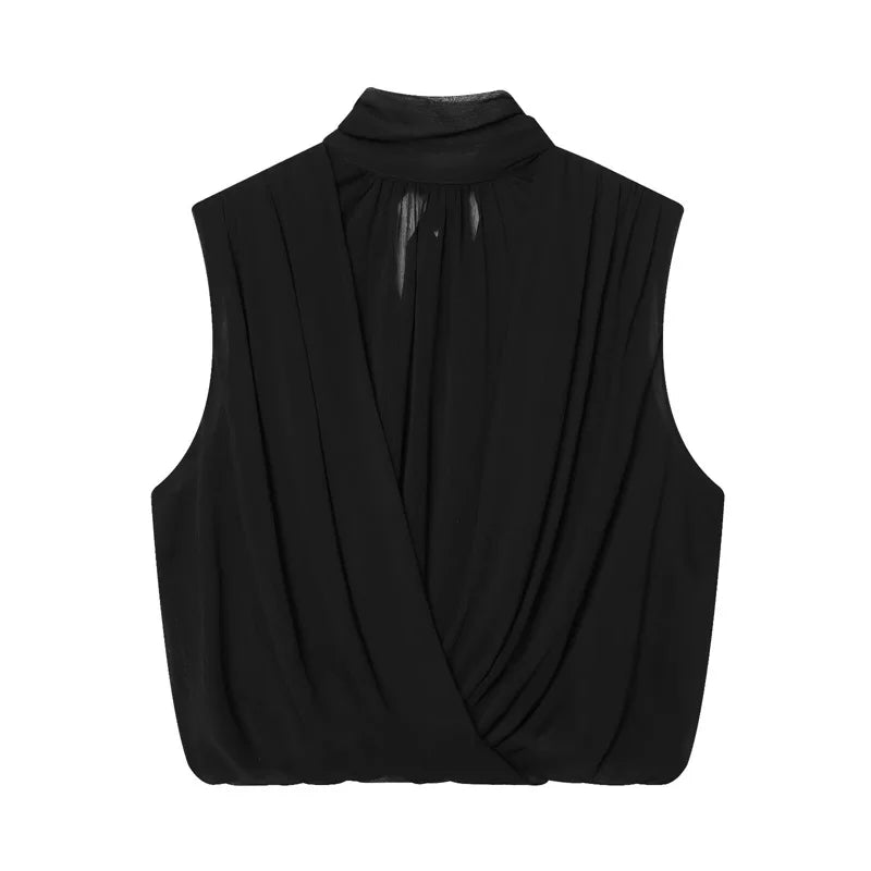 The Noir Pleated Sleeveless Top | Lavishly Me
