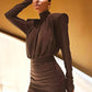 The Blair Power-Shoulder Mini Dress in Red | Lavishly Me