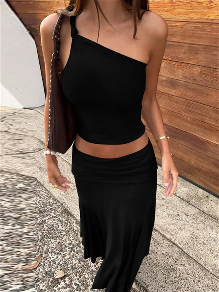 The Solène Pleated Off-Shoulder Skirt Set from the Soft & Sophisticated at Lavishly Me
