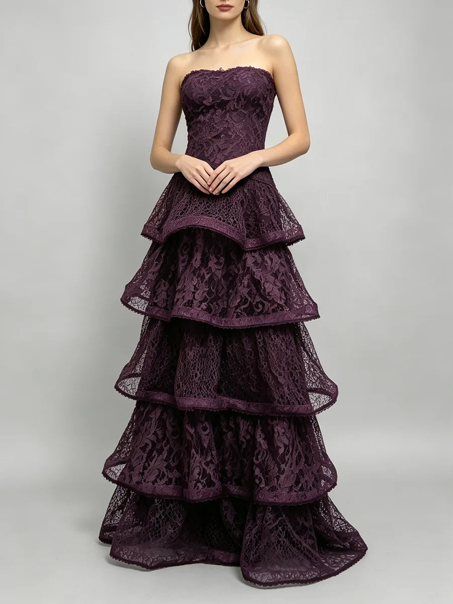 The Alessandra Lace Ruffle Maxi Dress from the Soft & Sophisticated at Lavishly Me