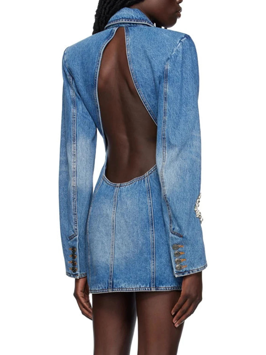 The Colette Beaded Patchwork Jacket in BLUE | Lavishly Me