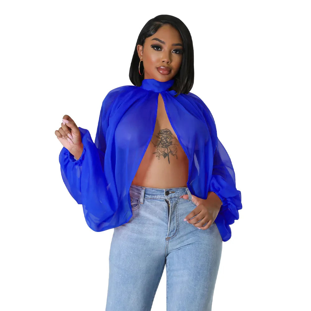 The Seraphina Sheer Tie Blouse in Women Blouses 15 | Lavishly Me