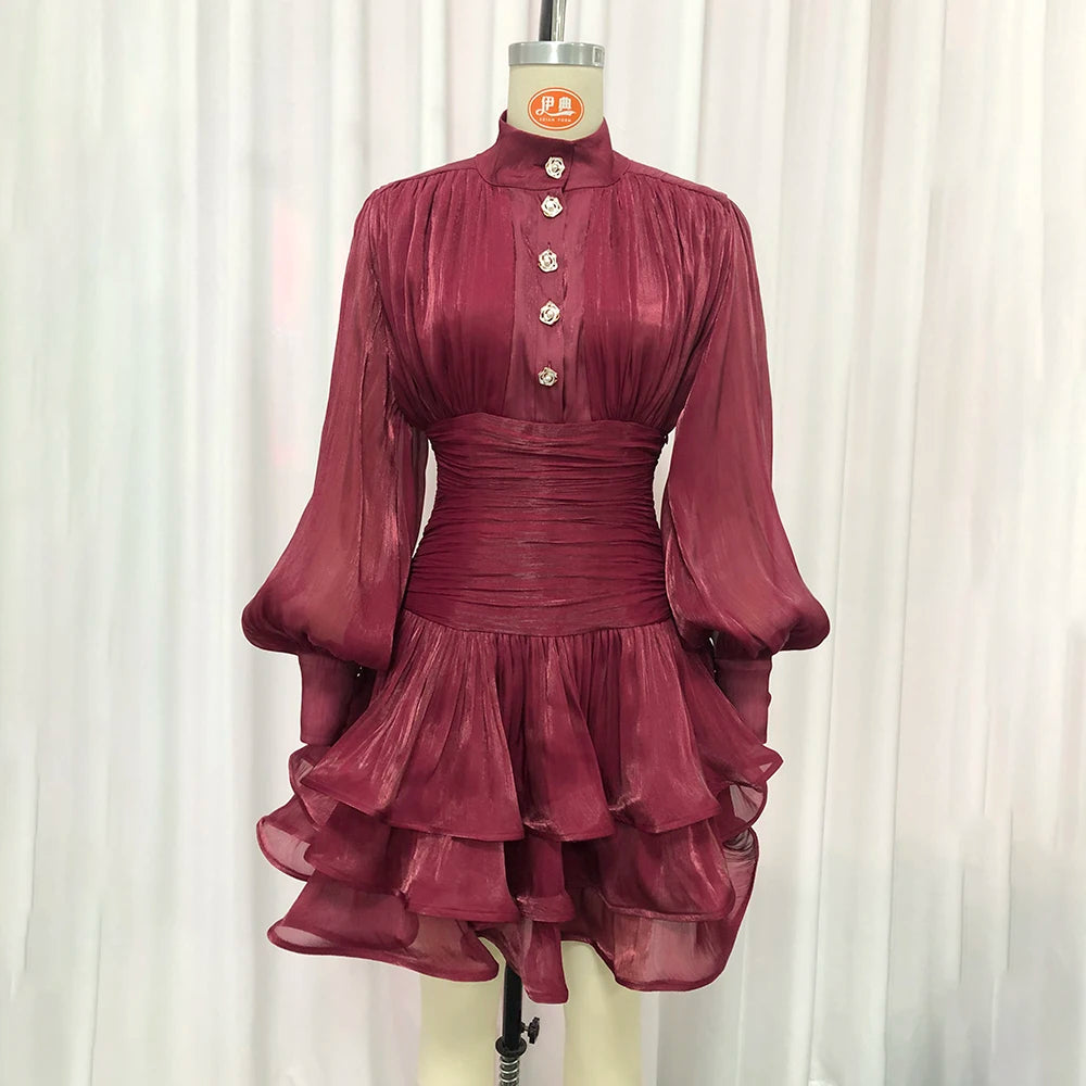 The Valentina French Pleated Dress in RED | Lavishly Me