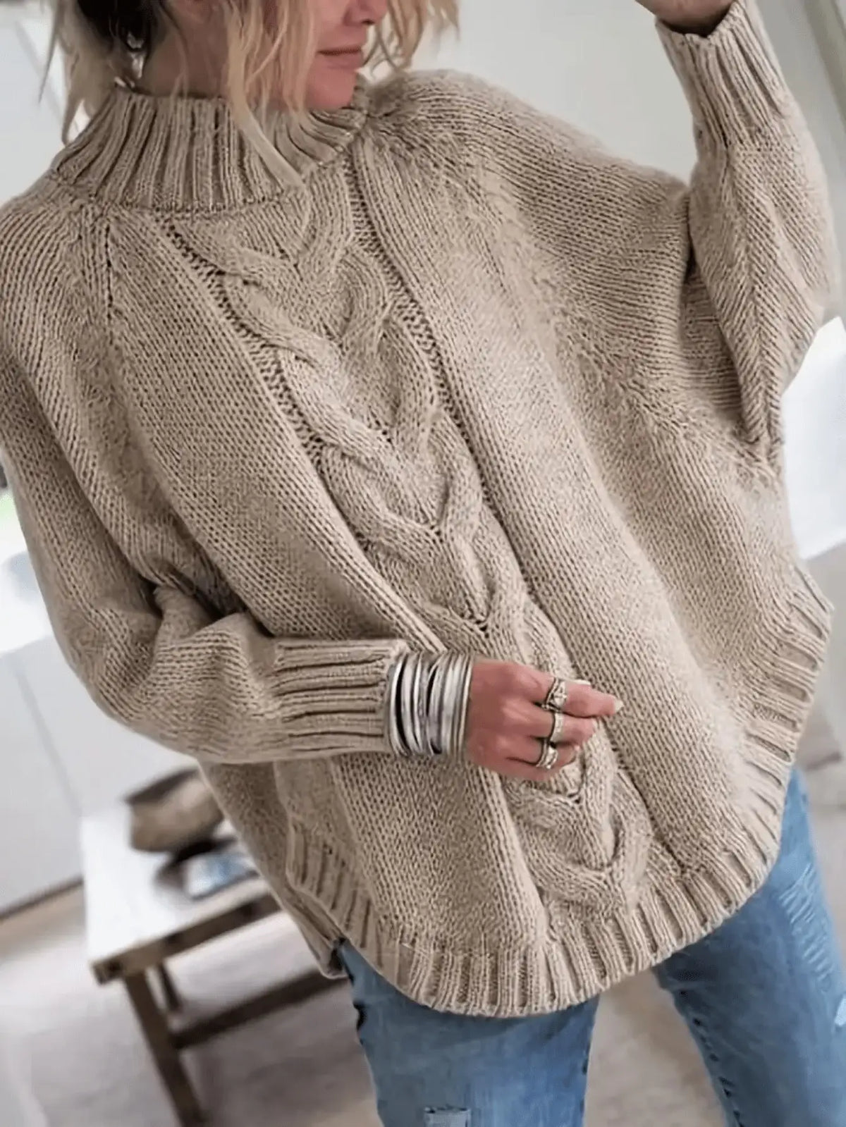 The Yasmin Knit Curve Sweater in Lake Blue | Lavishly Me