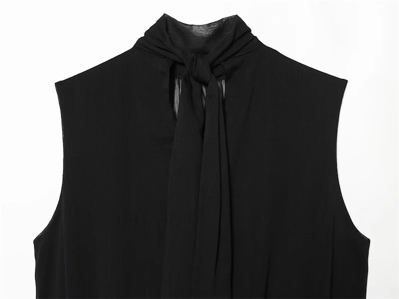 The Noir Pleated Sleeveless Top in black | Lavishly Me