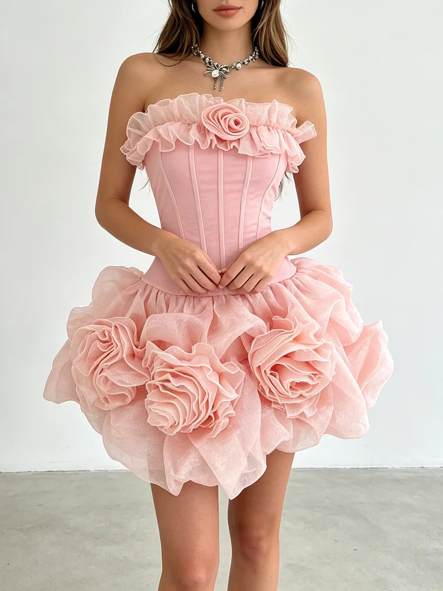The Flora Appliqué A-Line Mini Dress in LIGHTYELLOW | Lavishly Me