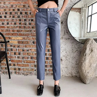 The Verity Leather Pants in 715 khaki | Lavishly Me