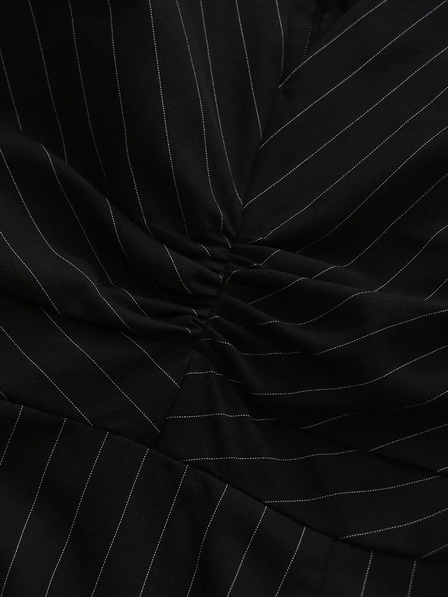 The Noir Pinstripe Blazer Dress