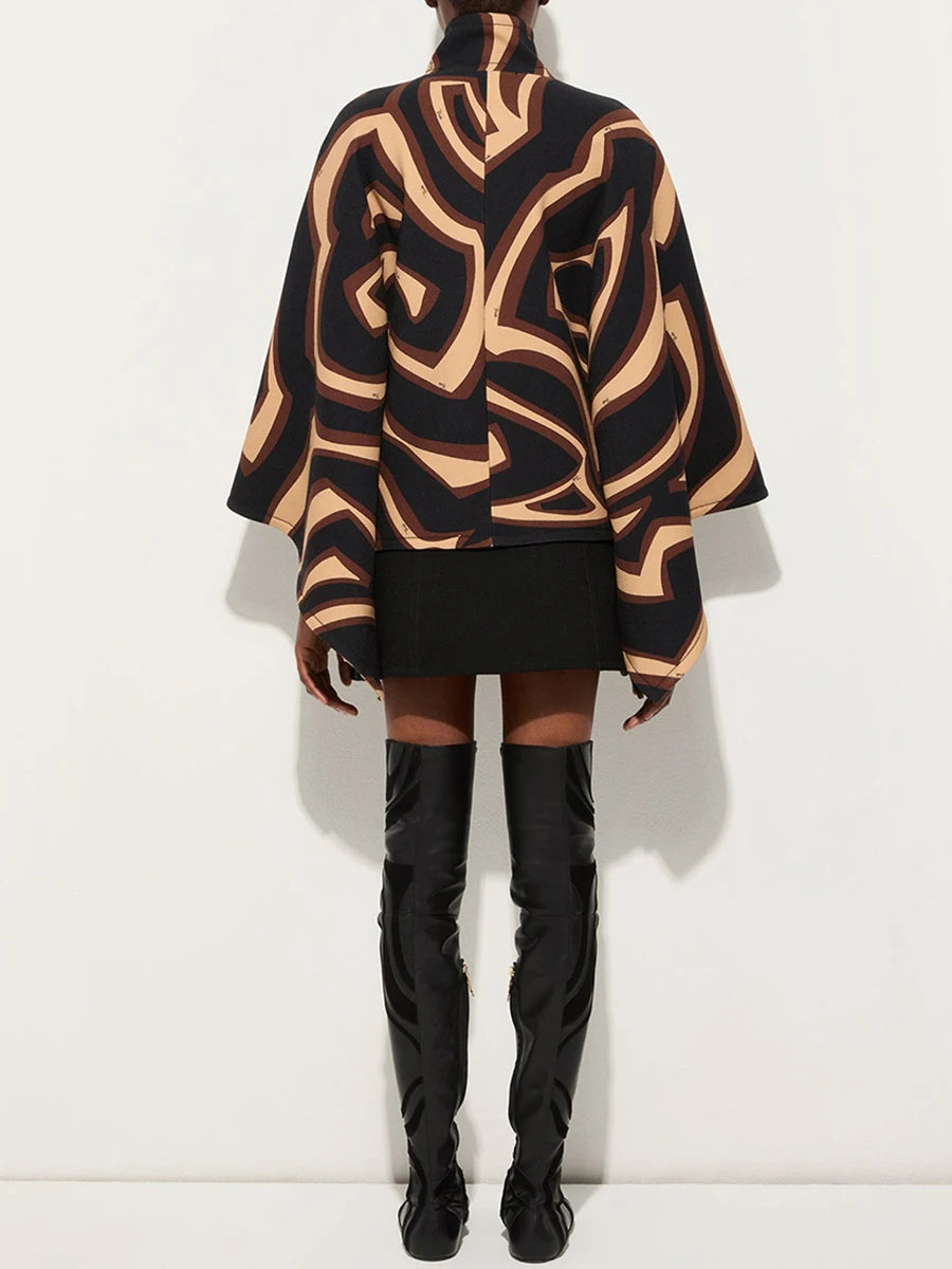 The Blaire Geometric Cape Jacket in PRINT | Lavishly Me