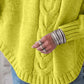 The Yasmin Knit Curve Sweater in Matcha | Lavishly Me