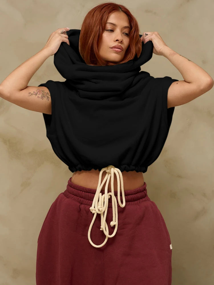 The Remi Shirred Hooded Tank in GRAY | Lavishly Me