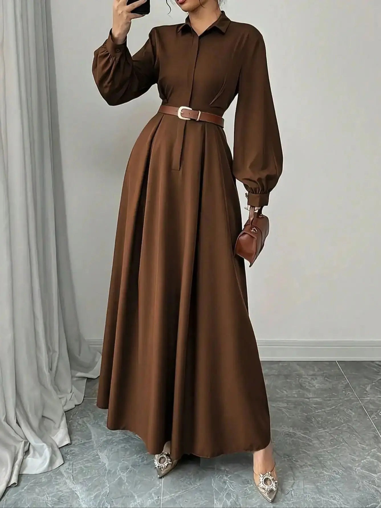 The Xena Collared Side-Slit Maxi Dress | Lavishly Me
